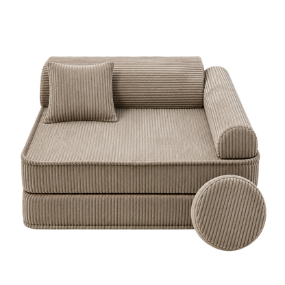 Design4Kids 3-in-1 Kindersessel Jewel Cord 80x80 cm - Faltbare Kindercouch &amp; Spielmatratze
