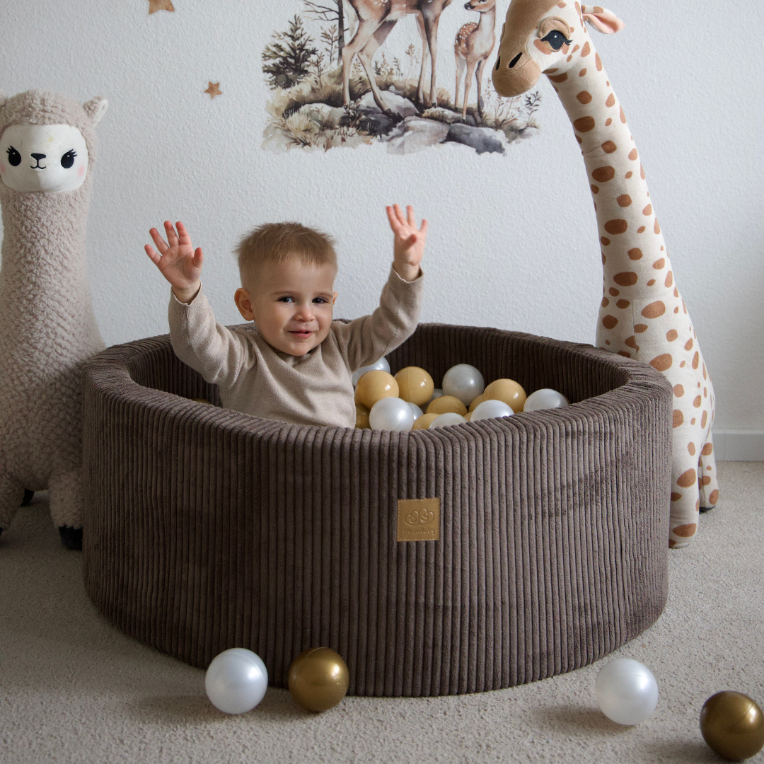 MeowBaby Bällebad Ästhetik Cord 90x30 cm – Braun