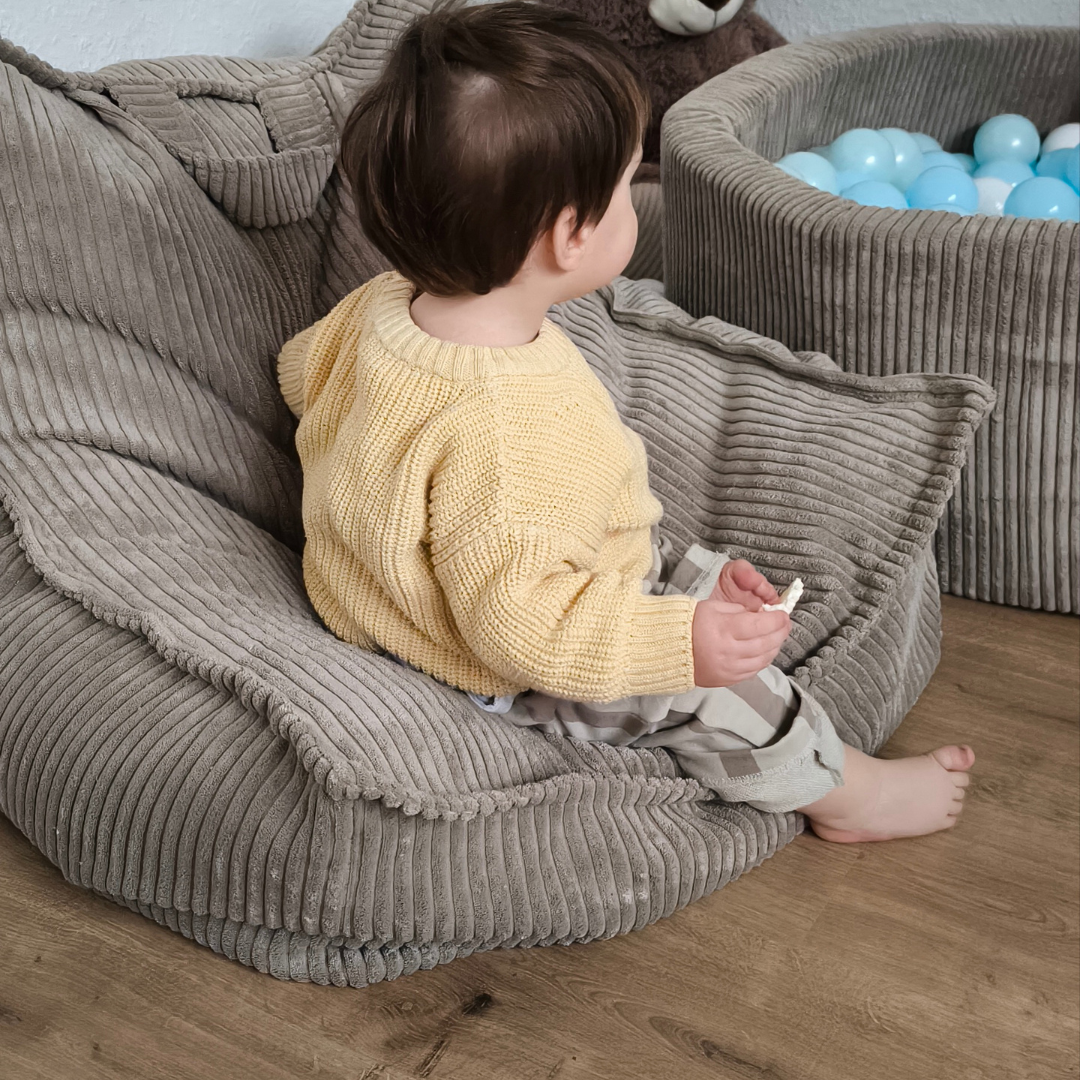 Design4Kids Kindersessel Jewel Cord eckig Hazelnut Taupe