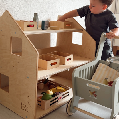 Design4Kids Montessori Spielzeugregal für Kinder – Natur