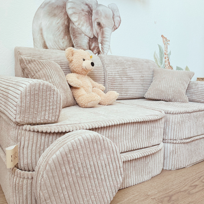 Design4Kids Mini Spielsofa Jewel Cord Plus Vintage Beige