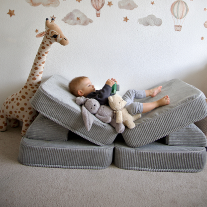 Design4Kids Mini Spielsofa Jewel Cord Basic Marble Grey
