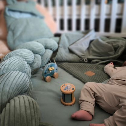 MeowBaby Baby Nest Cord with Playmat &amp; Cot Bumper Aesthetics vanilla