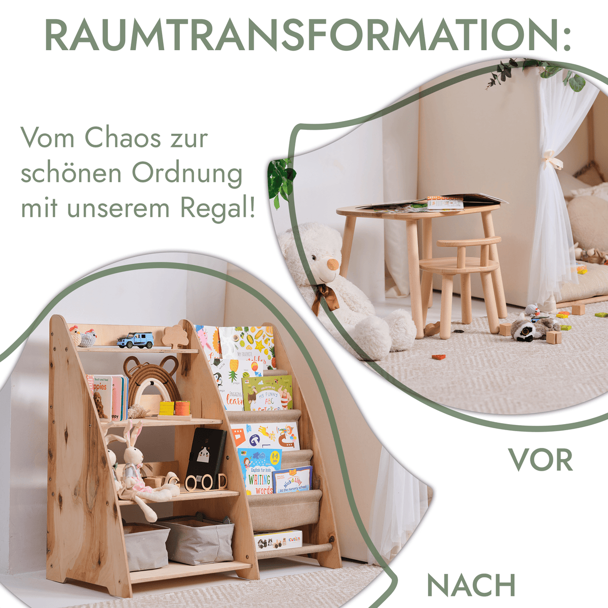 2in1 Montessori-Regal für Kleinkinder – Bücher &amp; Spielzeug
