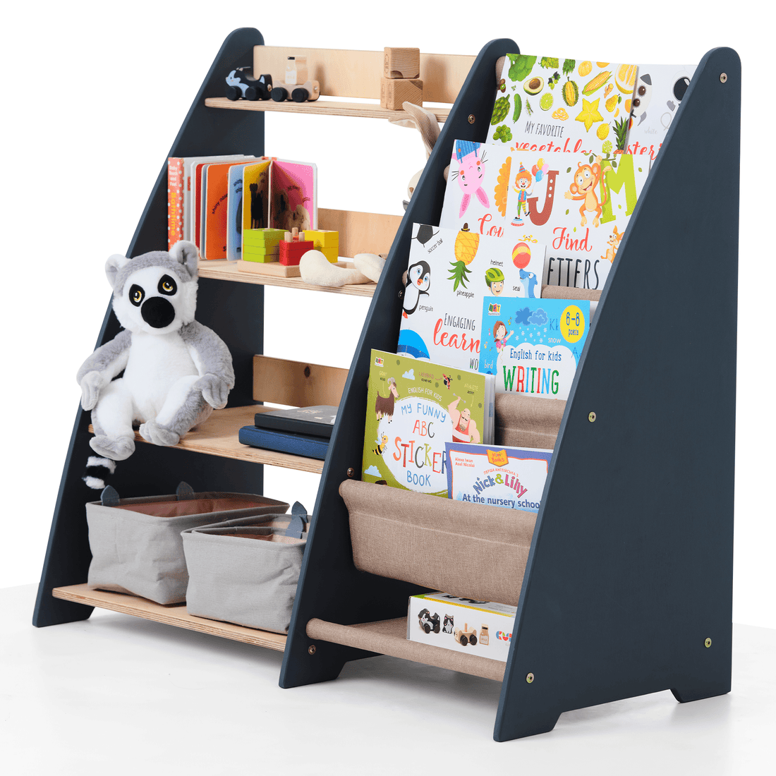 Goodevas 2in1 Montessori-Regal für Kleinkinder – Bücher &amp; Spielzeug