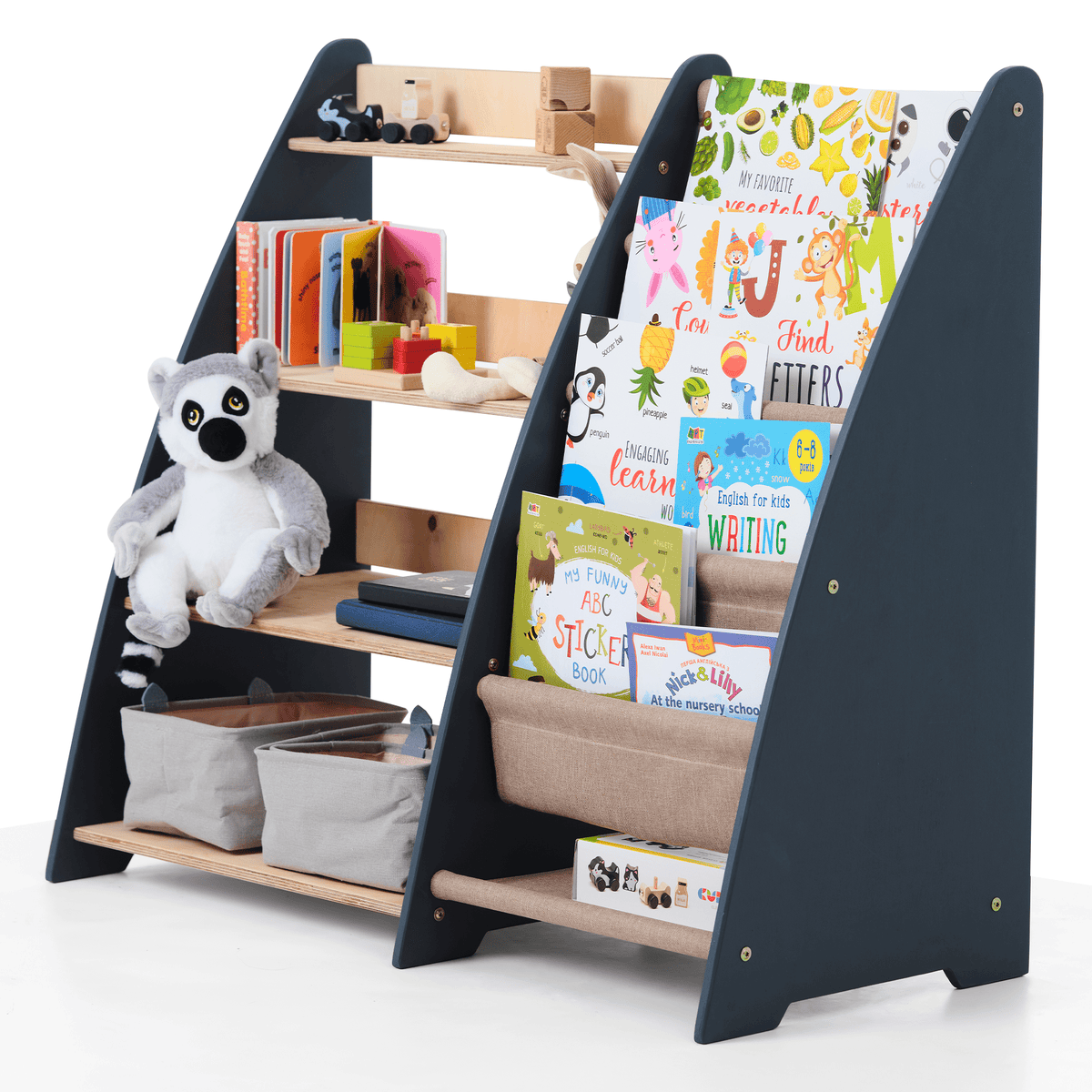 2in1 Montessori-Regal für Kleinkinder – Bücher &amp; Spielzeug