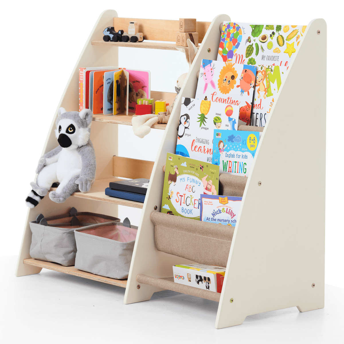 2in1 Montessori-Regal für Kleinkinder – Bücher &amp; Spielzeug