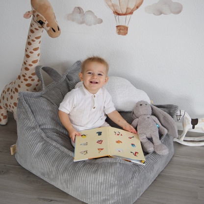 Design4Kids Kindersessel Jewel Cord eckig Marble Grey