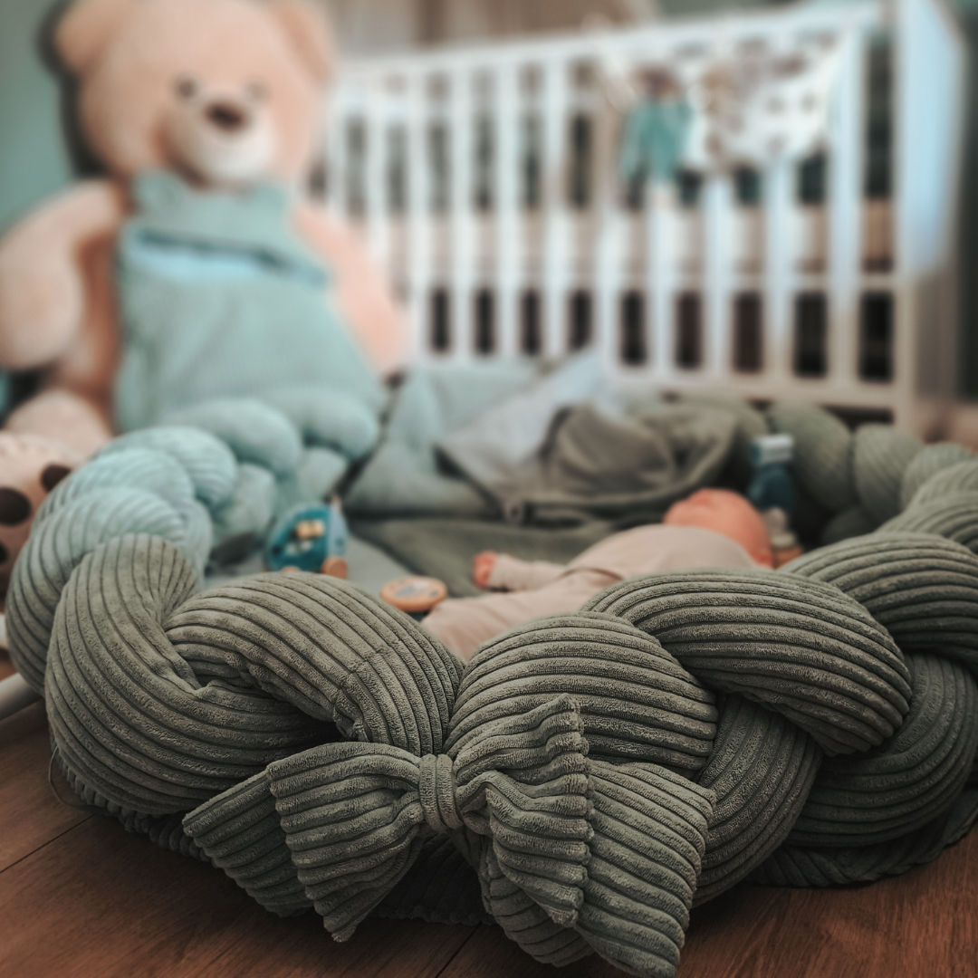 MeowBaby Baby Nest Cord with Playmat &amp; Cot Bumper Aesthetics vanilla