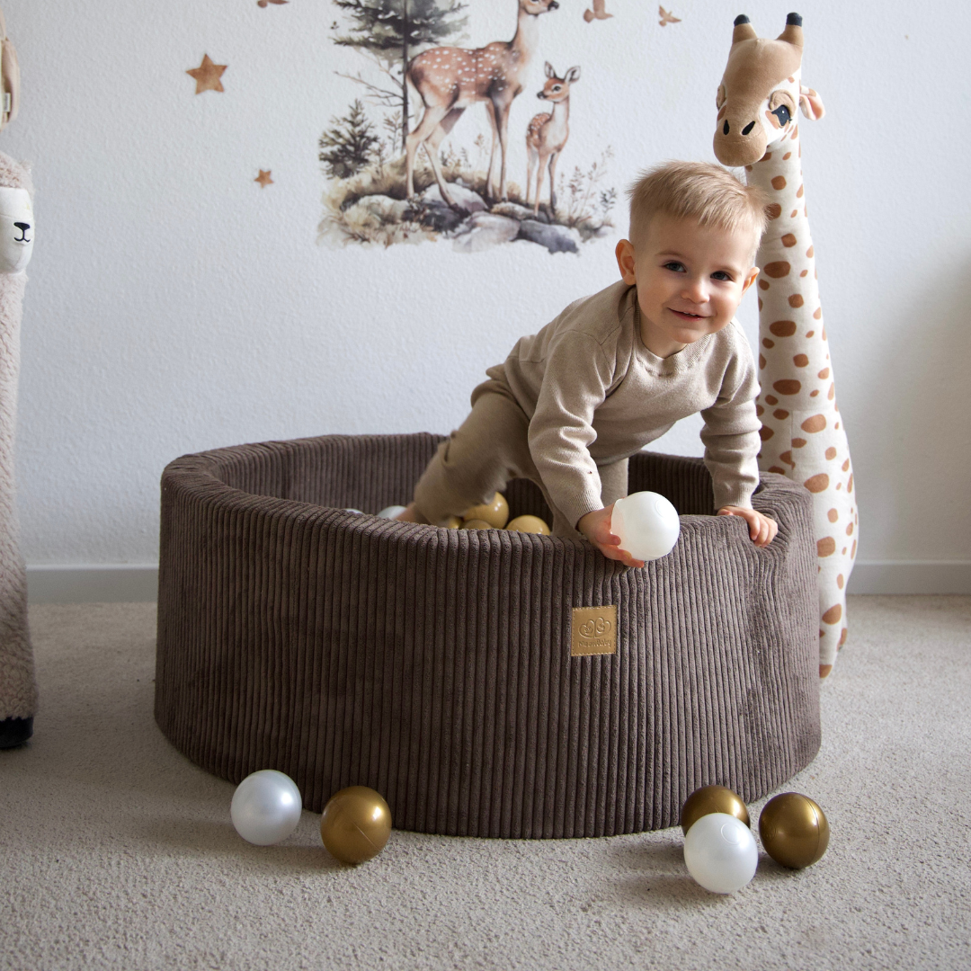 MeowBaby Bällebad Ästhetik Cord 90x30 cm – Braun