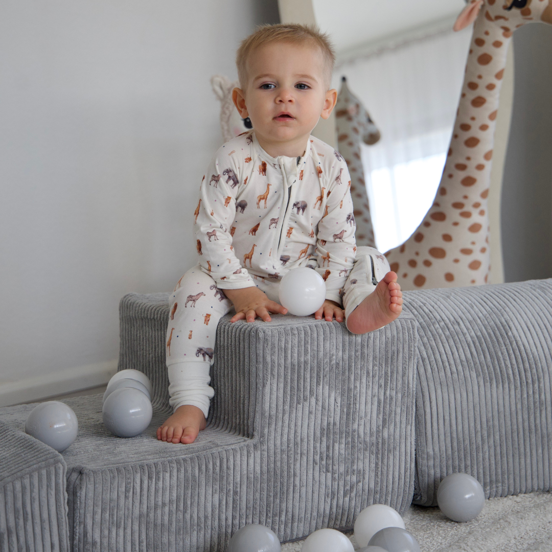 Design4Kids Schaumspielset Jewel Cord mit Bällebad und 200 Bällen Marble Grey