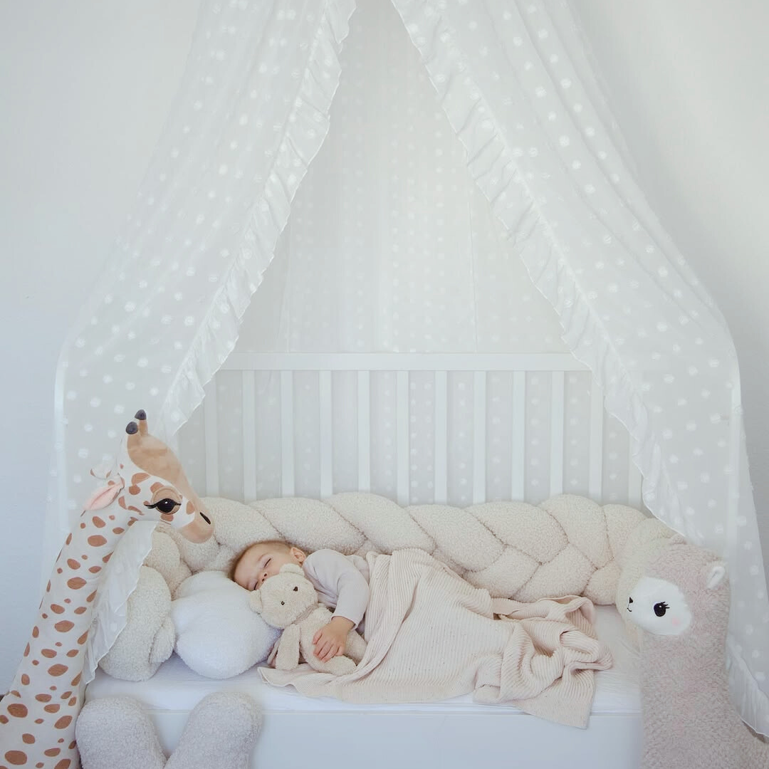 MeowBaby Braided Cot Bumper Bearly, 1.5 m - beige/cream