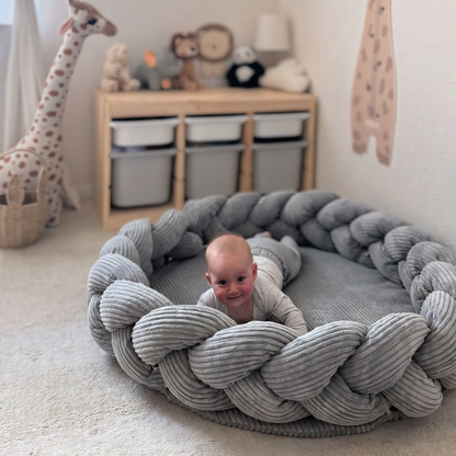 MeowBaby Baby Nest Cord with Playmat &amp; Cot Bumper Aesthetics vanilla
