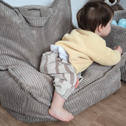 Design4Kids Kindersessel Jewel Cord eckig Hazelnut Taupe