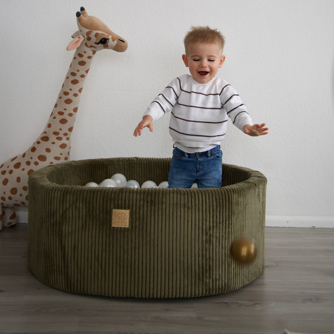 MeowBaby Bällebad Ästhetik Cord 90x30 cm – Khaki