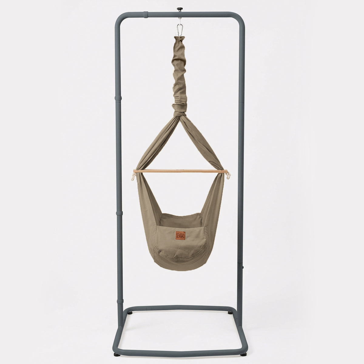 Design4Kids Baby Classic Spring Cradle, Organic Cotton with Comfort Frame Anthracite - Taupe