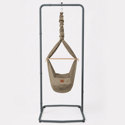 Design4Kids Baby Classic Spring Cradle, Organic Cotton with Comfort Frame Anthracite - Taupe