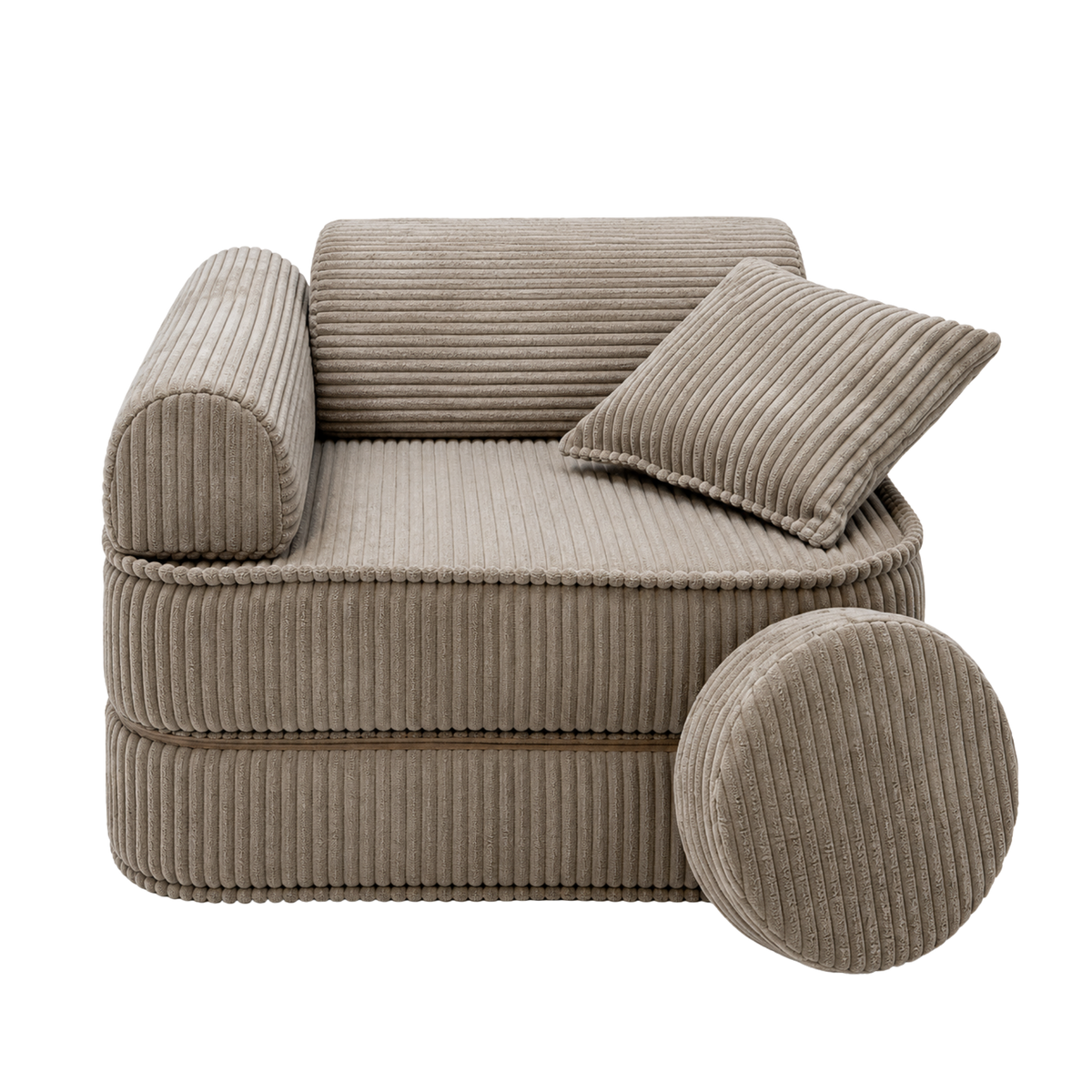 Design4Kids 3-in-1 Kindersessel Jewel Cord Mini 60x60 cm - Faltbare Kindercouch &amp; Spielmatratze