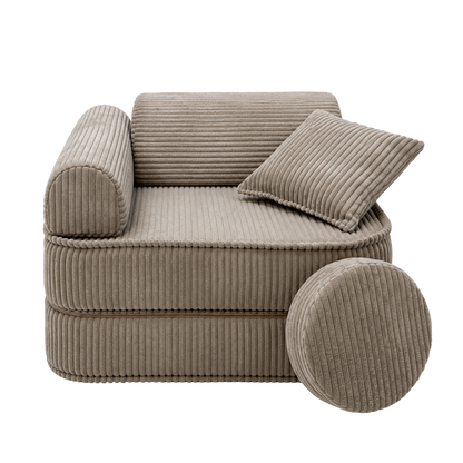 Design4Kids 3-in-1 Kindersessel Jewel Cord Mini 60x60 cm - Faltbare Kindercouch &amp; Spielmatratze