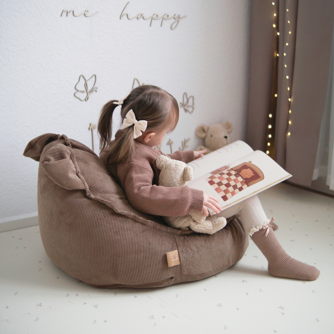 MeowBaby Sitzsack Bär Cord Premium - Slim Cord Edition