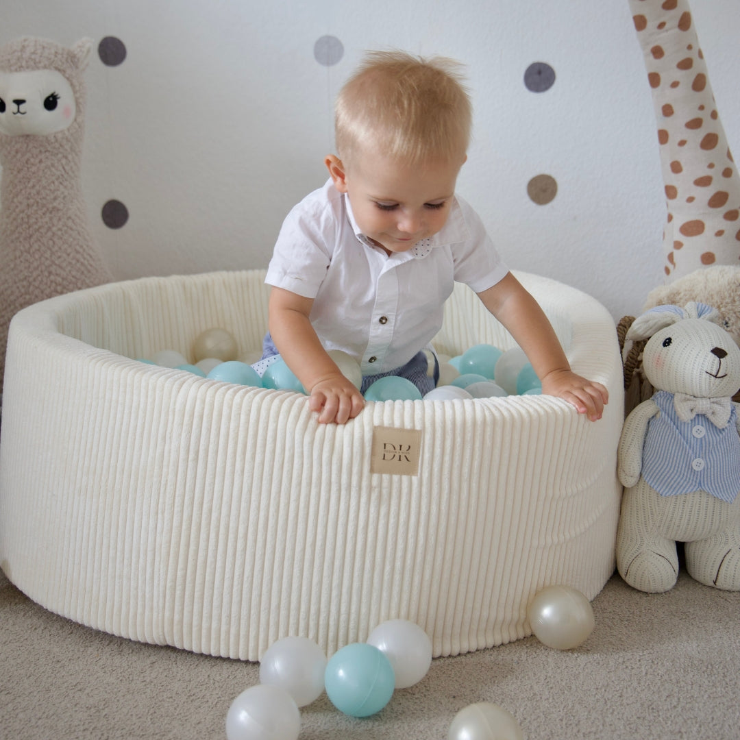 Design4Kids Bällebad Jewel 90x30cm Cord mit 200 Bällen - eigene Farbauswahl Almond Beige