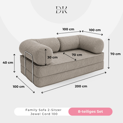 Design4Kids Family Sofa 2-Sitzer Jewel Cord 200