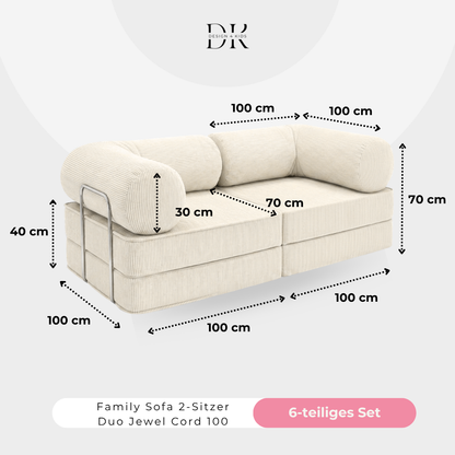 Design4Kids Family Sofa Duo 2-Sitzer Jewel Cord 200