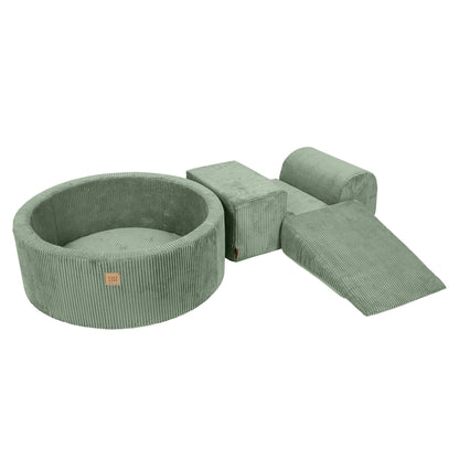 Design4Kids Schaumspielset Jewel Cord mit Bällebad und 200 Bällen Classic Olive