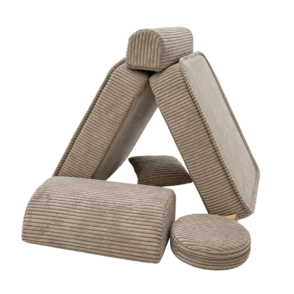Design4Kids 3-in-1 Kindersessel Jewel Cord Mini 60x60 cm - Faltbare Kindercouch &amp; Spielmatratze