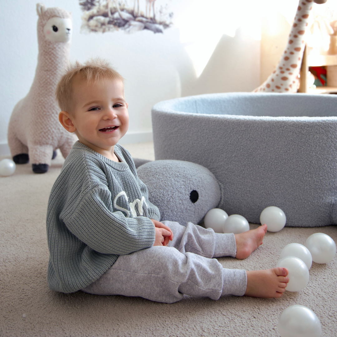 MeowBaby Bällebad Schildkröte Shelly Bouclé – hellblau