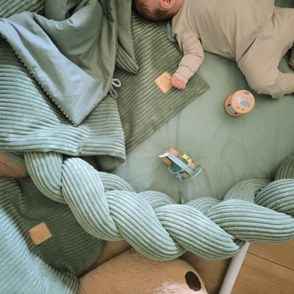 MeowBaby Baby Nest Cord with Playmat &amp; Cot Bumper Aesthetics vanilla