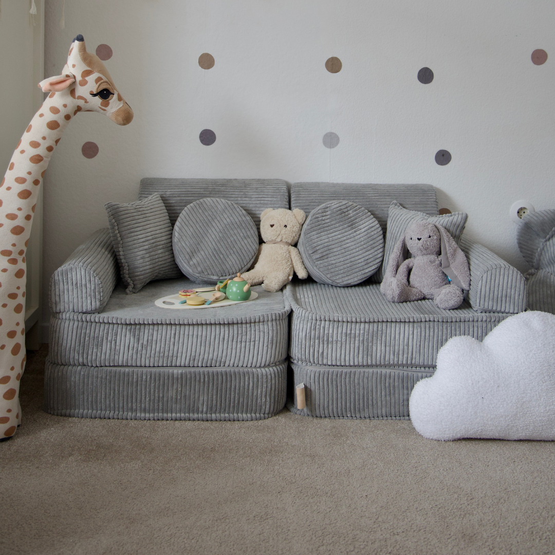 Design4Kids Mini Spielsofa Jewel Cord Plus Marble Grey