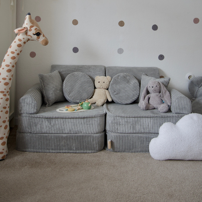 Design4Kids Mini Spielsofa Jewel Cord Plus Marble Grey