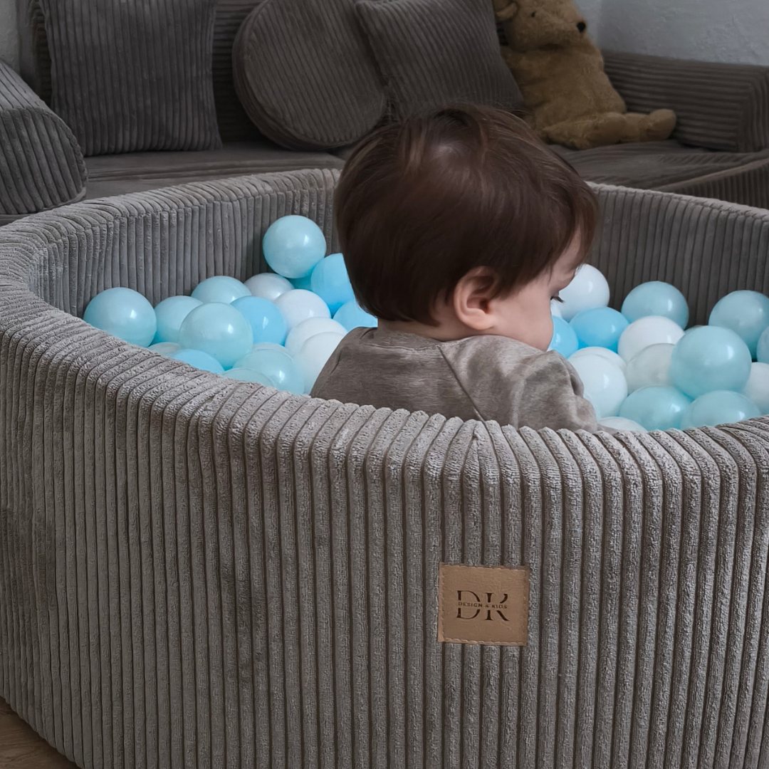 Design4Kids Bällebad Jewel 90x30cm Cord mit 200 Bällen - eigene Farbauswahl Hazelnut Taupe