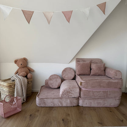 Design4Kids Mini Spielsofa Jewel Cord Plus Blushed Rose