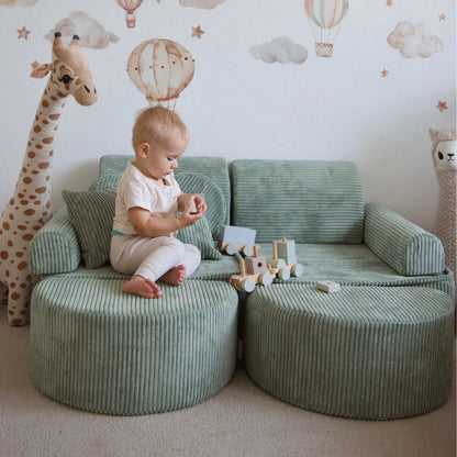 Design4Kids Mini Spielsofa Jewel Cord Max Classic Olive