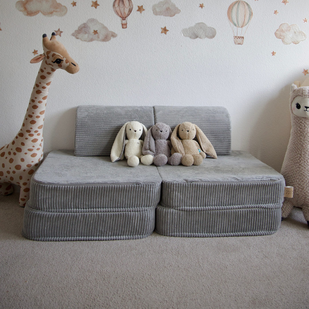 Design4Kids Mini Spielsofa Jewel Cord Basic Marble Grey