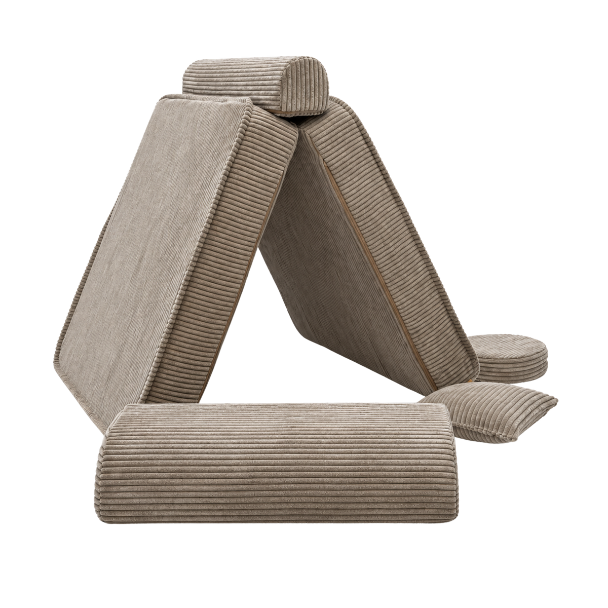 Design4Kids 3-in-1 Kindersessel Jewel Cord 80x80 cm - Faltbare Kindercouch &amp; Spielmatratze
