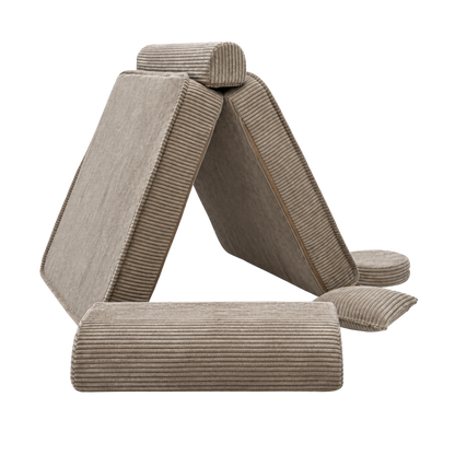 Design4Kids 3-in-1 Kindersessel Jewel Cord 80x80 cm - Faltbare Kindercouch &amp; Spielmatratze