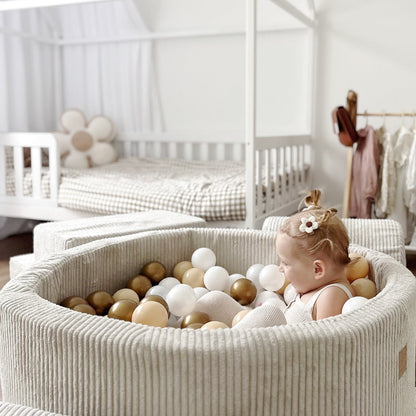 MeowBaby Bällebad Ästhetik Cord 90x30 cm – Ecru/Beige