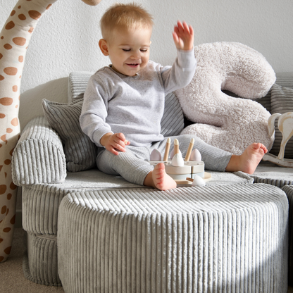 Design4Kids Mini Spielsofa Jewel Cord Max Marble Grey