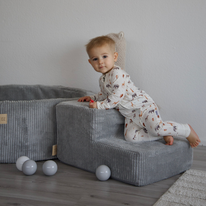 Design4Kids Schaumspielset Jewel Cord mit Bällebad und 200 Bällen Marble Grey