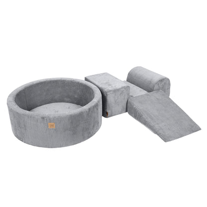 Design4Kids Schaumspielset Jewel Cord mit Bällebad und 200 Bällen Marble Grey