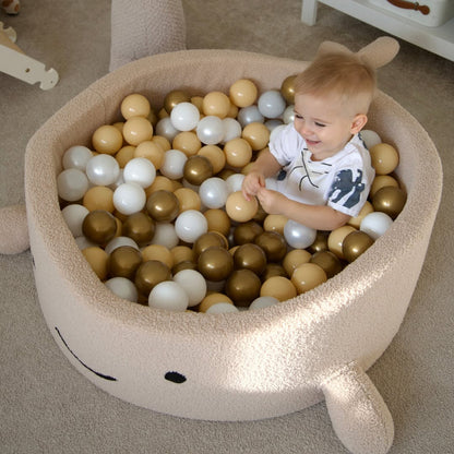 MeowBaby Bällebad kleiner Wal Shelly Bouclé – taupe