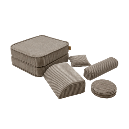 Design4Kids 3-in-1 Kindersessel Jewel Cord Mini 60x60 cm - Faltbare Kindercouch &amp; Spielmatratze
