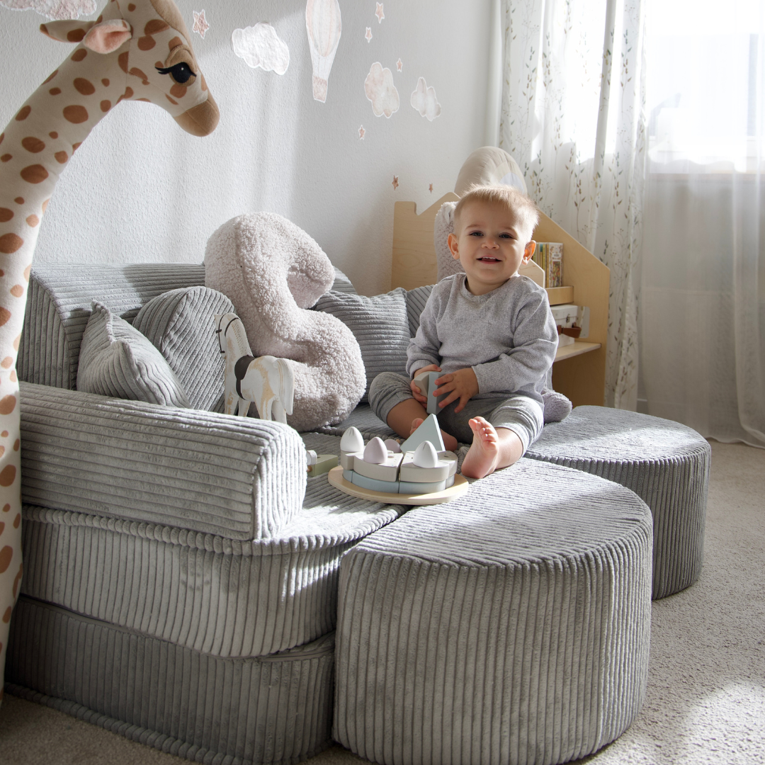 Design4Kids Mini Spielsofa Jewel Cord Max Marble Grey