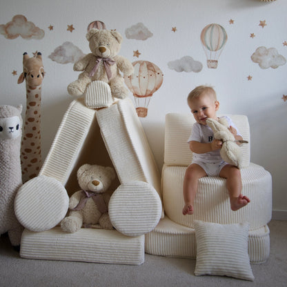 Design4Kids Mini Spielsofa Jewel Cord Max Almond Beige