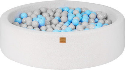 MeowBaby Bällebad Bouclé creme/weiss 120x30 cm, 300 Bälle - eigene Farbauswahl