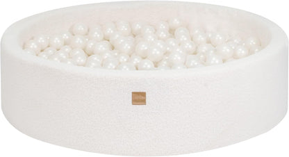 MeowBaby Bällebad Bouclé creme/weiss 120x30 cm, 300 Bälle - eigene Farbauswahl