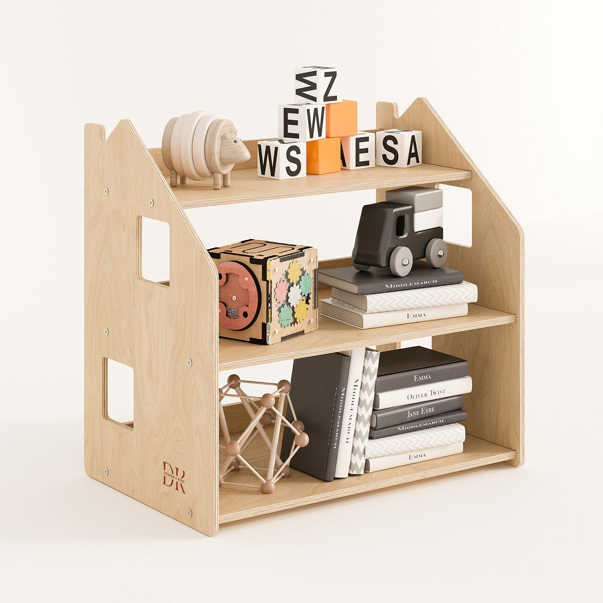 Design4Kids Montessori Spielzeugregal für Kinder – Natur